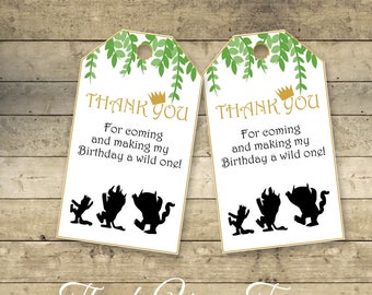 Where The Wild Things Are Thank You Tags, Party Decoration