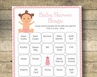 Girl Baby Shower Bingo Cards-Baby Shower Bingo Game-40 Unique Game Cards-Printable Blank Bingo Cards AND PreFilled Bingo Cards-Digital