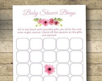 Floral Baby Shower Bingo Cards - Baby Shower Bingo Game - Printable Bingo Cards