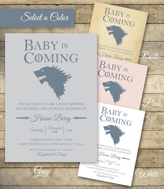 Game Of Thrones Baby Shower Invitation Etsy