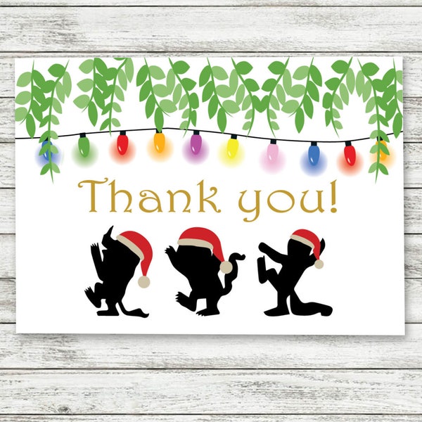 Christmas Where The Wild Things Are Thank You Cards, Where The Wild baby Shower Thank You Cards, Thank Yous,Thank You Cards,Holiday,Lights