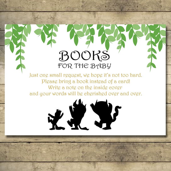 Where the wild things are Books for the Baby - Please Bring A Book - Baby Shower Games - Gender Neutral Baby Shower Party, Digital Download