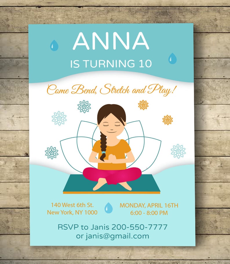 Yoga Birthday Invitation, Yoga Invitation, Yoga Party Invite, Yoga