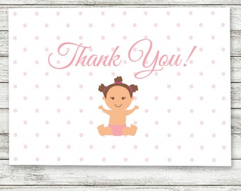 Baby Girl Thank You Cards, Baby Shower Thank You Cards, Girl Baby Shower, Printable Thank Yous, Girl, Thank You Cards, Instant Download