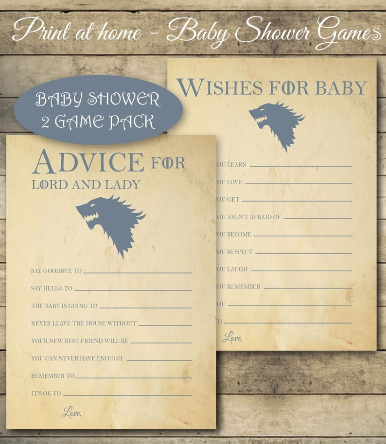 Game Of Thrones Baby Shower Games Baby Shower Games Etsy