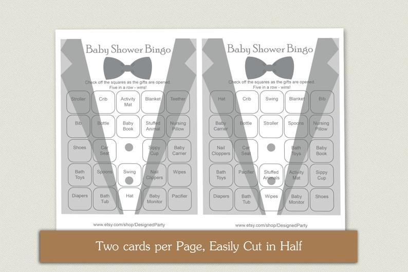 Bow Tie Baby Shower Bingo Cards Baby Shower Bingo Game 40 Etsy