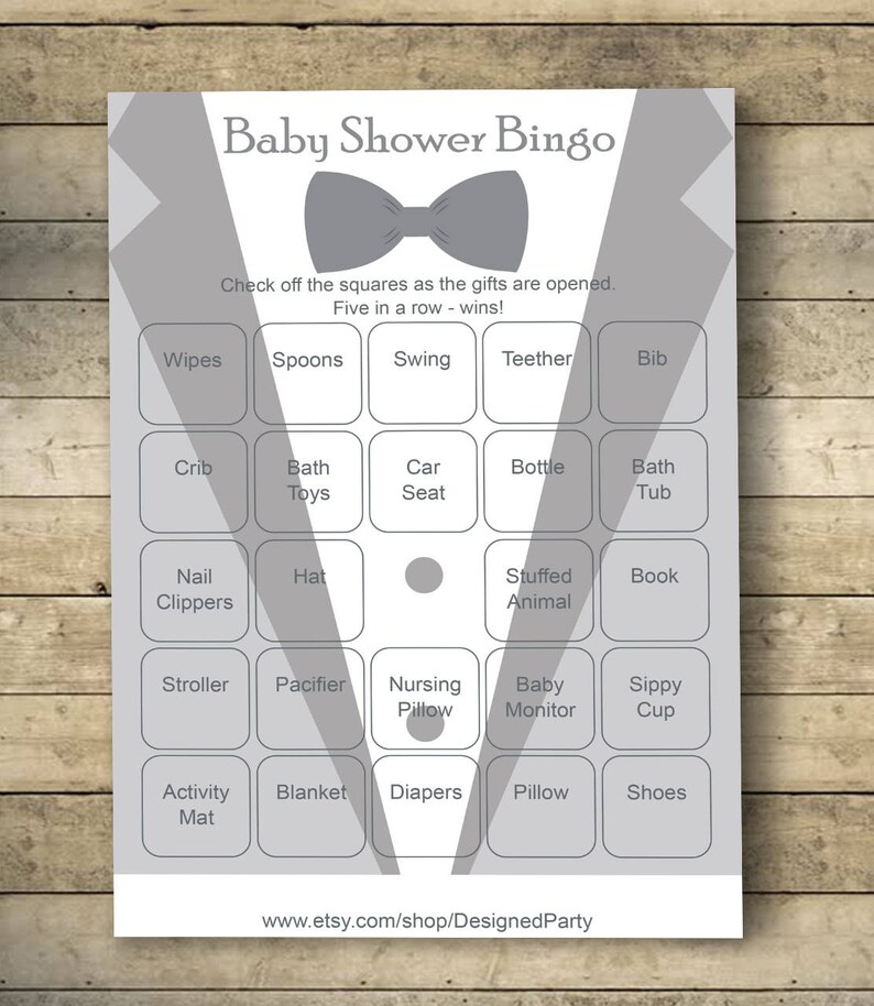 Bow Tie Baby Shower Bingo Cards Baby Shower Bingo Game 40 Etsy