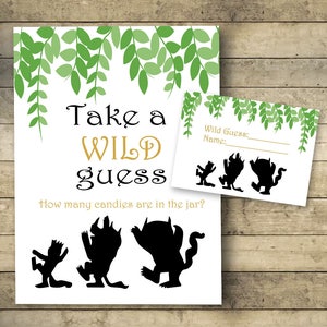 Where the wild things are Guess How Many Candies are in the jar Baby shower game,Candy Guessing Game,Baby Shower,Guess Jar,Printable,Rumpus