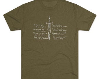 Camiseta con poema y cita de Narsil y El Señor de los Anillos de highway kind / No todo lo que es oro brilla