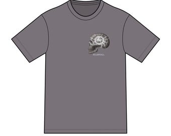 Allskull anverso y reverso, por highway kind, peculiar ilustración anatómica de calavera con nuez como cerebro Camiseta de calavera / en District DM130