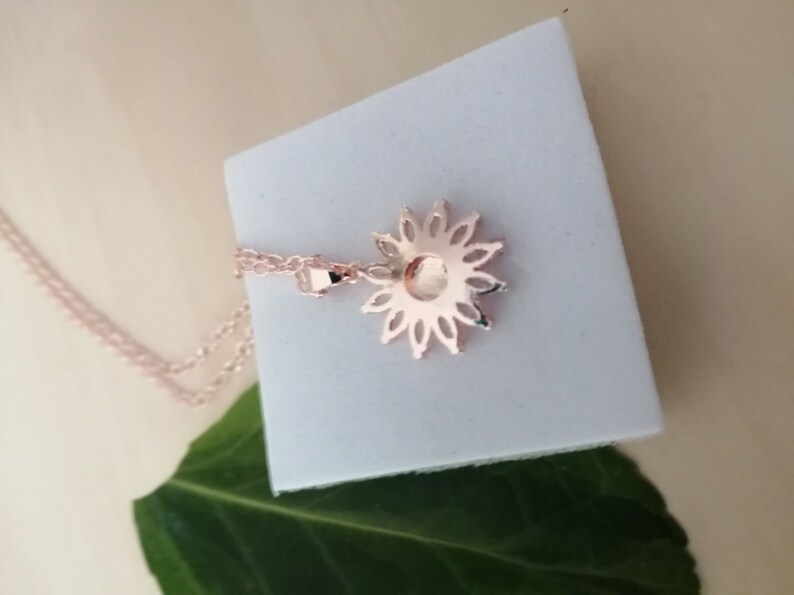 Topaz Necklace Sunflower White Topaz Sunflower Crystal Necklace Sagittarius Star Sign Rose Gold Plated Silver 925 Pendant
