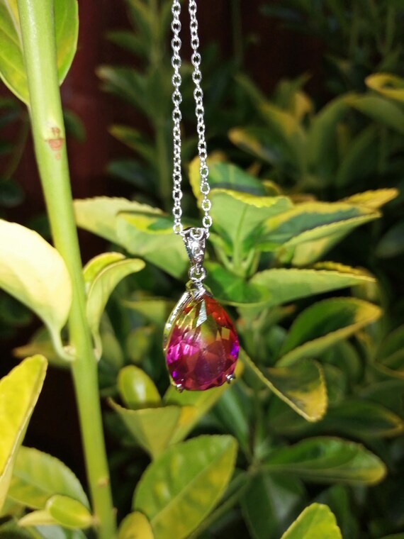 Watermelon Tourmaline Crystal Necklace 