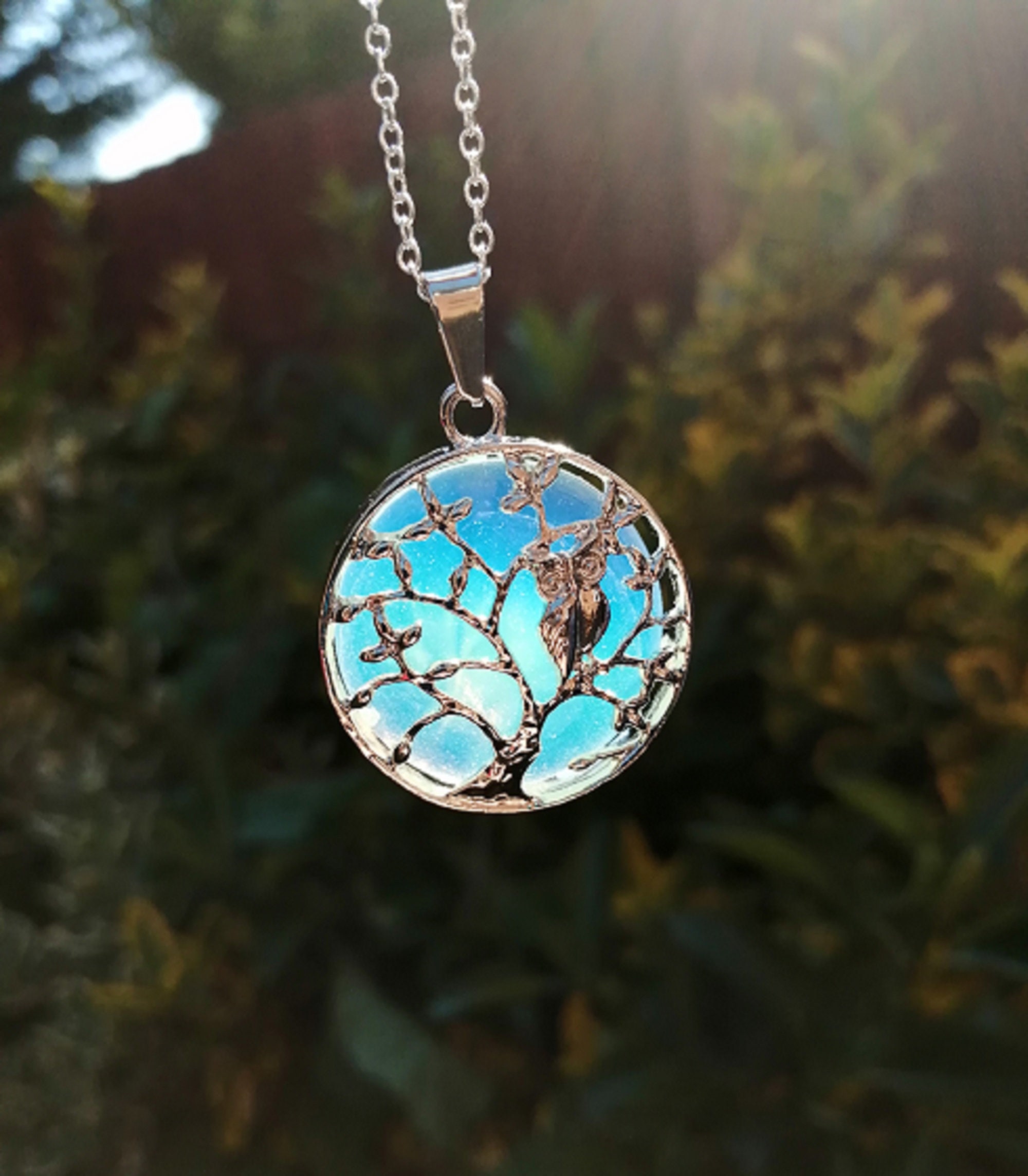 Natural Opalite Circular Tree of Life Silver Pendant Opalite - Etsy UK