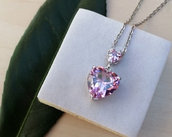 Mother's Day Bijoux 2 pcs 1 Lot Sweet Pink Topaz Gems Silver Collier Pendentifs Mother's Day Bijoux 2 pcs 1 Lot Sweet Pink Topaz Gems Silver Collier Pendentifs