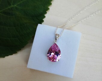 Mother's Day Bijoux 2 pcs 1 Lot Sweet Pink Topaz Gems Silver Collier Pendentifs Mother's Day Bijoux 2 pcs 1 Lot Sweet Pink Topaz Gems Silver Collier Pendentifs