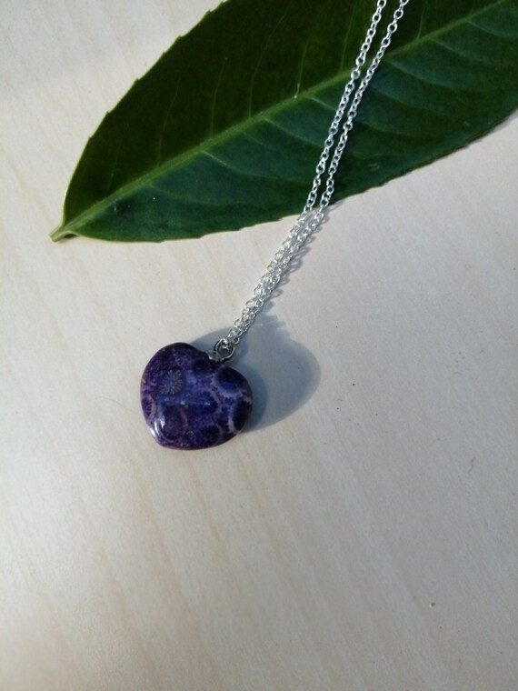 Natural Ammonite Purple Fossil Necklace 