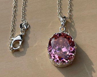 Mother's Day Bijoux 2 pcs 1 Lot Sweet Pink Topaz Gems Silver Collier Pendentifs Mother's Day Bijoux 2 pcs 1 Lot Sweet Pink Topaz Gems Silver Collier Pendentifs