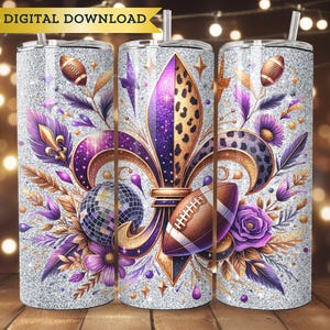 Louisiana voetbal beker wrap PNG sublimatie beker wrap Fleur de Lis beker wrap digitale download