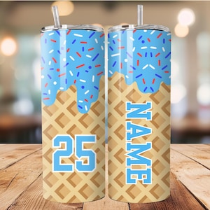 Ice Cream Drip Sprinkles Water Bottle Baseball Tumbler 20 oz Skinny Tumbler Custom Tumbler