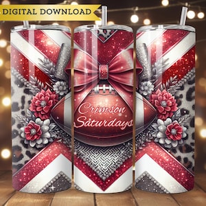 Crimson Football Tumbler Wrap PNG Sublimation Alabama Colors Tumbler Wrap Digital Download