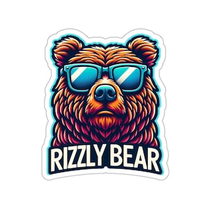 Rizzly Bear Kiss Cut Aufkleber - Cooler Grizzly mit Sonnenbrille