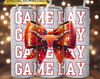 Envoltura para vaso Longhorn Game Day, envoltura para vaso con sublimación PNG, envoltura para vaso Texas, descarga digital