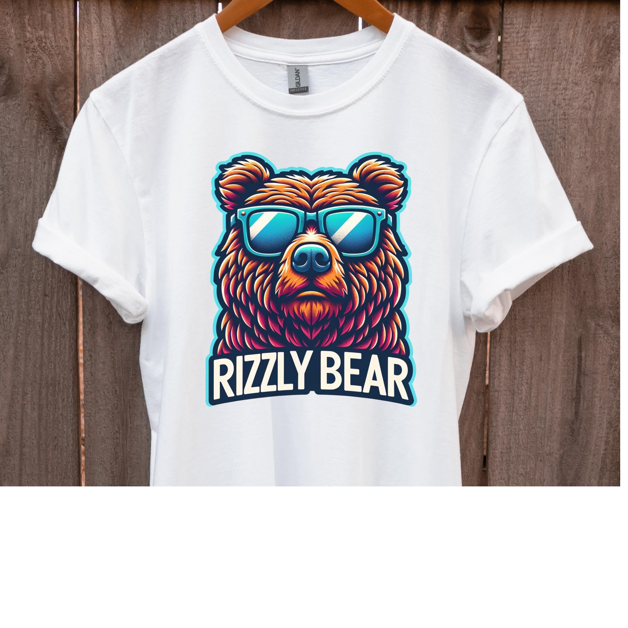 Rizzly Bear T-shirt Cool Bear With Sunglasses Fun & Trendy Graphic Tee ...