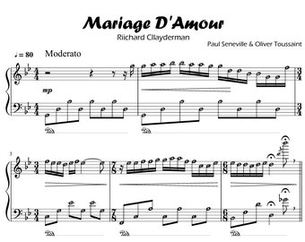 Marriage D'Amour | Richard Clayderman Easy/Medium Piano Sheet Music with note names | Self-learning Series