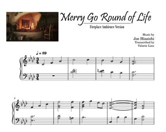 Merry Go Round of Life Fireplace Ambience | Advanced Hard Piano Sheet Music Score with note names