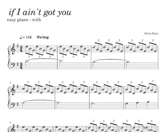 Alicia Keys - If I Aint Got You: Easy Piano Sheet Music (PDF)