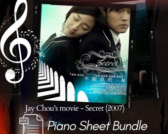 Piano Battle & Time Travel | Secret (movie) 2007 | Piano Sheet Music Bundle with note names Jay Chou