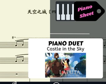 Piano Duet Score LAPUTA Castle In The Sky | Piano 4 Hands Intermediate Level Kids Learners