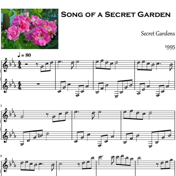 Song of a Secret Garden | Piano Sheet Music with alphabets Easy Read