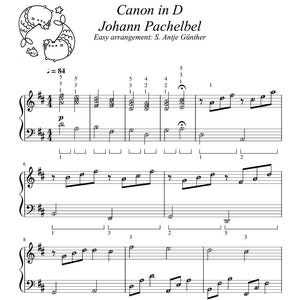 Canon in D | Bundle Piano Sheets for Grade 1, 2, 4 & 5 (some with note names for self-learning series)