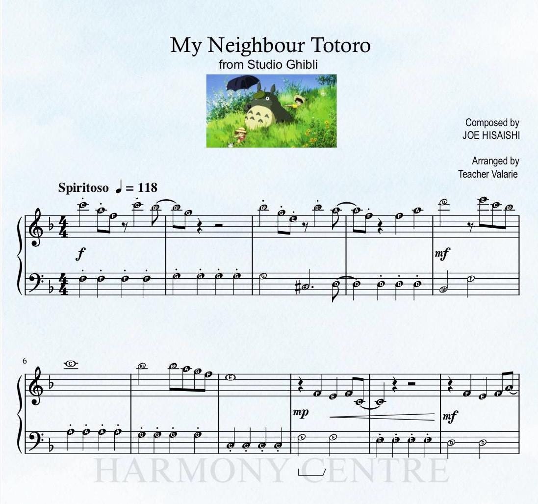 TotoroMyNeighbor | Piano Score Music Sheet Grade 2 Note Names Printable PDF MP3