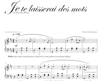 Je Te Laisseroi Des Mots (Grade 4) Piano Sheet Music Score Self Learning Series with note names MODERN