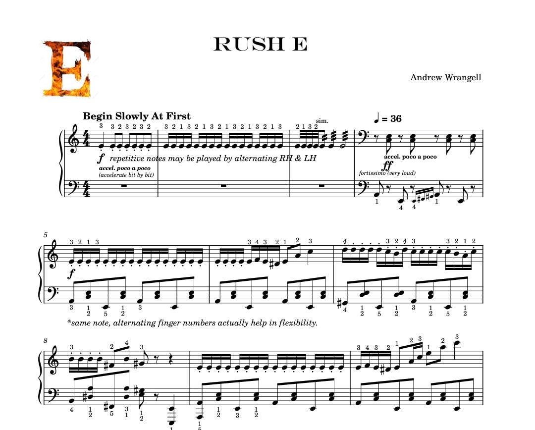 Rush E but it's as difficult as humanly possible Sheet music for Piano  (Solo)