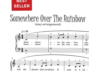 Somewhere Over The Rainbow - Easy Piano Self Learning Series with note names Grade 1 Level