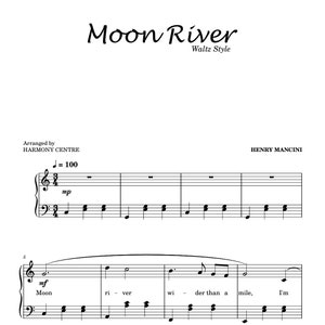 Moon River - Partition pour piano style valse avec noms de notes