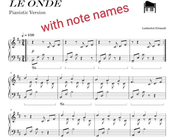 Le Onde - Ludovico Einaudi Piano Sheet Music with Note Names (PDF & MP3)