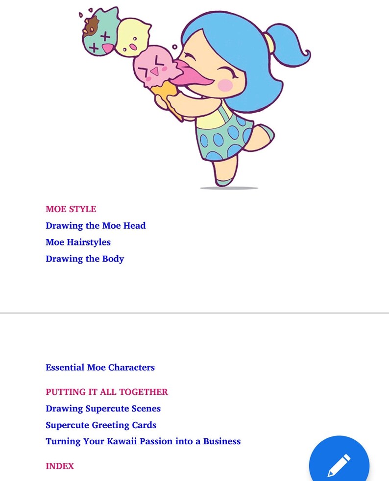 Pu&ograve; includere: Un'illustrazione di un cartone animato di una ragazza con i capelli blu e un vestito giallo che mangia un cono gelato a tre palle. Il gelato &egrave; rosa, giallo e verde. La ragazza sorride e ha la lingua di fuori.