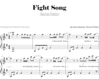 Fight Song | Intermediate Piano Sheet Music Score with note names | Self-learning Series