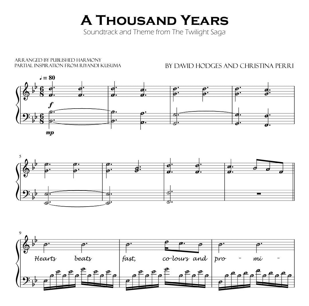 A Thousand Years Bundle of Grade 3, 4 & 5 Piano Sheets Printable Self