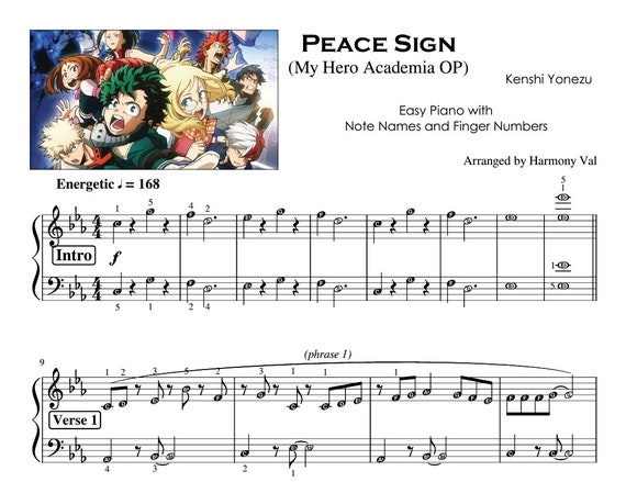 Peace Sign Piano Sheet Music anime OST Easy Intermediate - Etsy Finland Peace Sign Piano Sheet Music anime OST Easy Intermediate - Etsy Finland