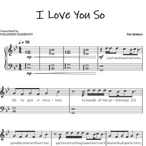 I Love You So - The Walters | Łatwe nuty na fortepian z nazwami nut tekst