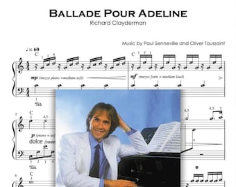 Ballade pour Adeline | Piano Sheet Music Score with note names BUNDLE Printable [Read Description]
