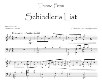 Schindler&#39;s List Theme Piano Sheet Music Score with note names for Self Learning