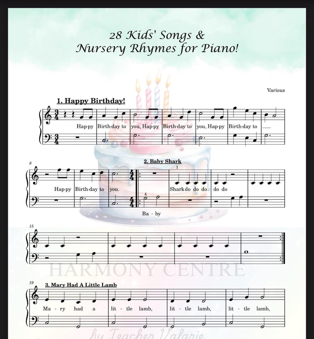 28曲の子供向けピアノ楽譜セット：童謡 PDF MP3 - Etsy 日本