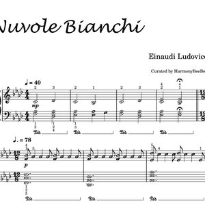 Nuvole Bianche - Einaudi Ludovico | Piano Sheet Music Score Self Learning Series with note names PDF