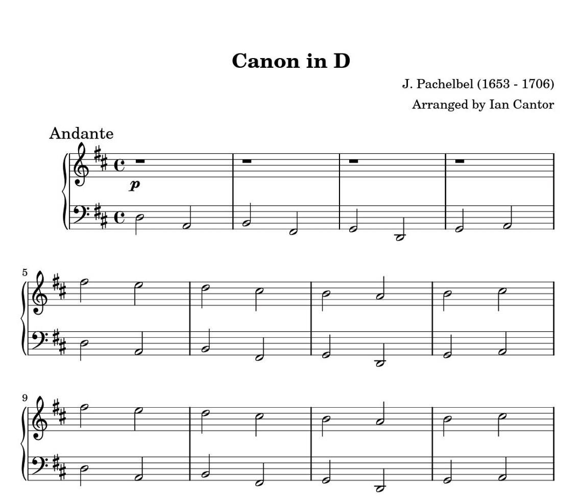 Canon in D | Bundle Piano Sheets for Grade 1, 2, 4 &amp; 5 (some With Note ...
